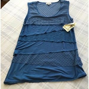 One World boho sleeveless top Sz L